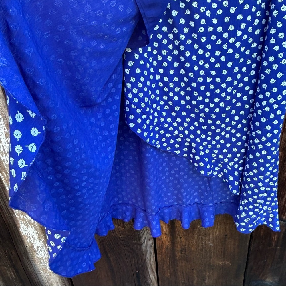 Maeve Blue and White High Low Skirt - Picture 5 of 11